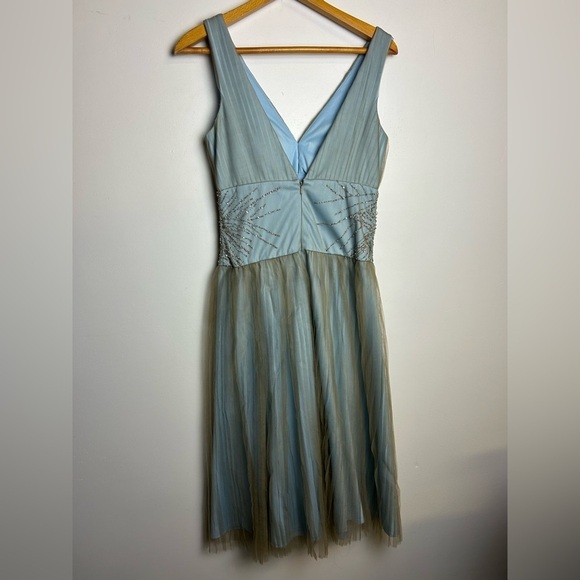 VTG Y2K JS Boutique Beaded Dres Size 8 Lace fairy Teal Babydoll Hoco Romantic - Picture 2 of 16